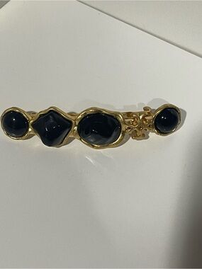 Tory Burch Gold-Tone Black Stone Barrette Hair Clip - Women Jewelry